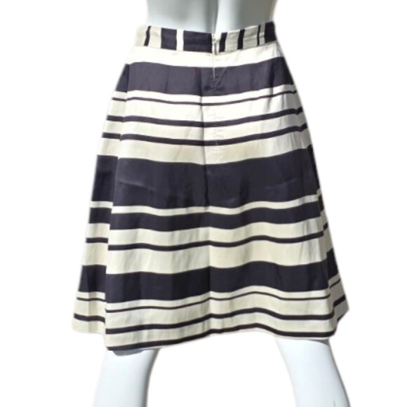 KATE SPADE Black & Cream Silk A-Line Skirt sz 4 - Picture 3 of 8